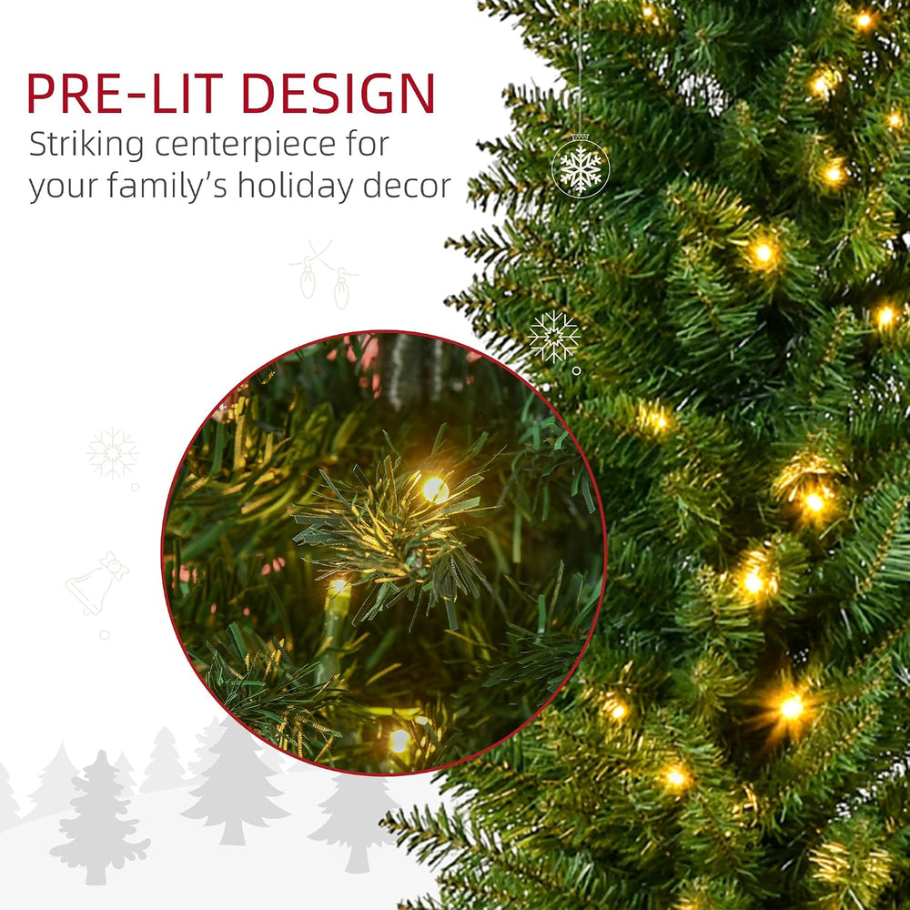 HOMCOM Noble Fir Artificial Pencil Christmas Tree Prelit 6' Green