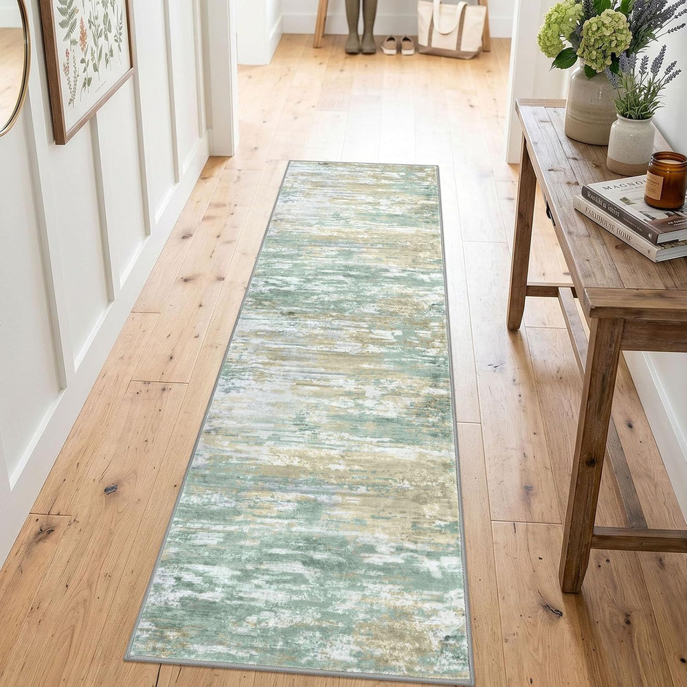 KOZYFLY Modern Runners for Hallways 2x6 Washable Rug Light Green Yellow