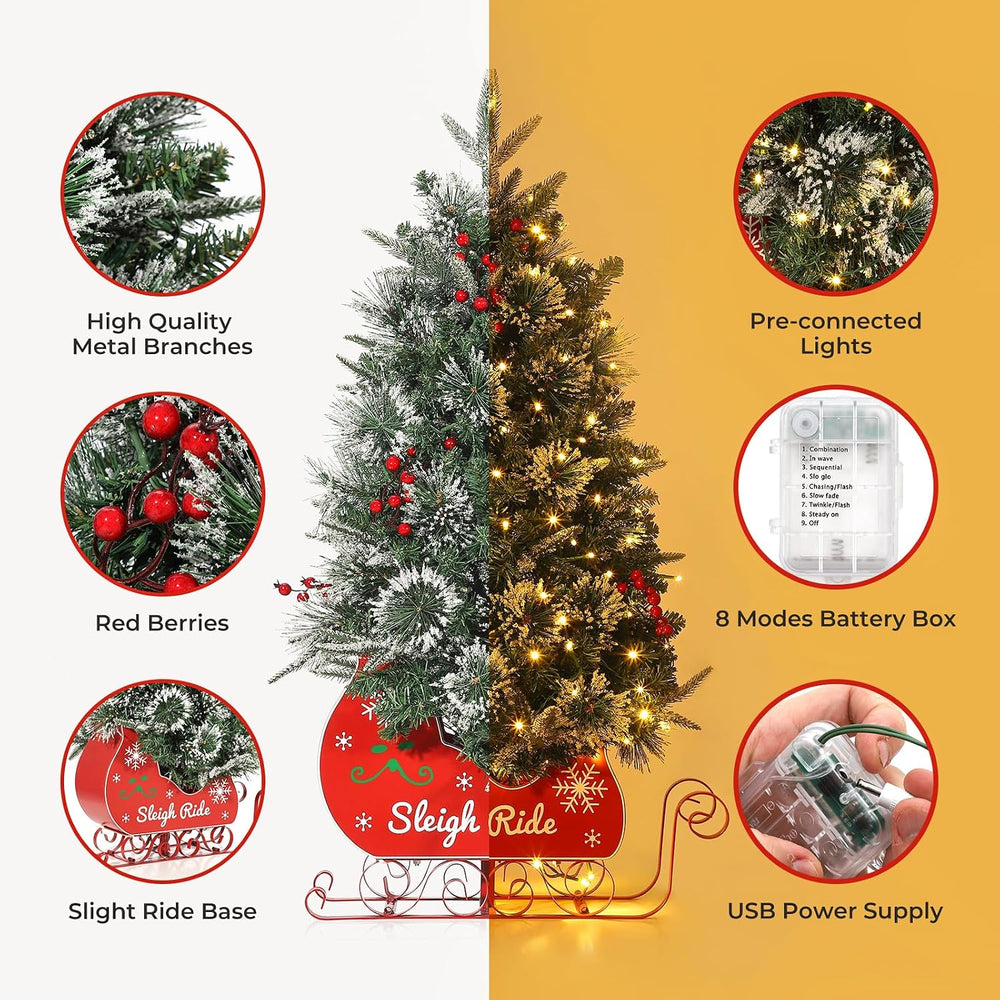 Garvee 3FT Christmas Tree,Pre-Lit Artificial Christmas Trees with Lights, Sma...