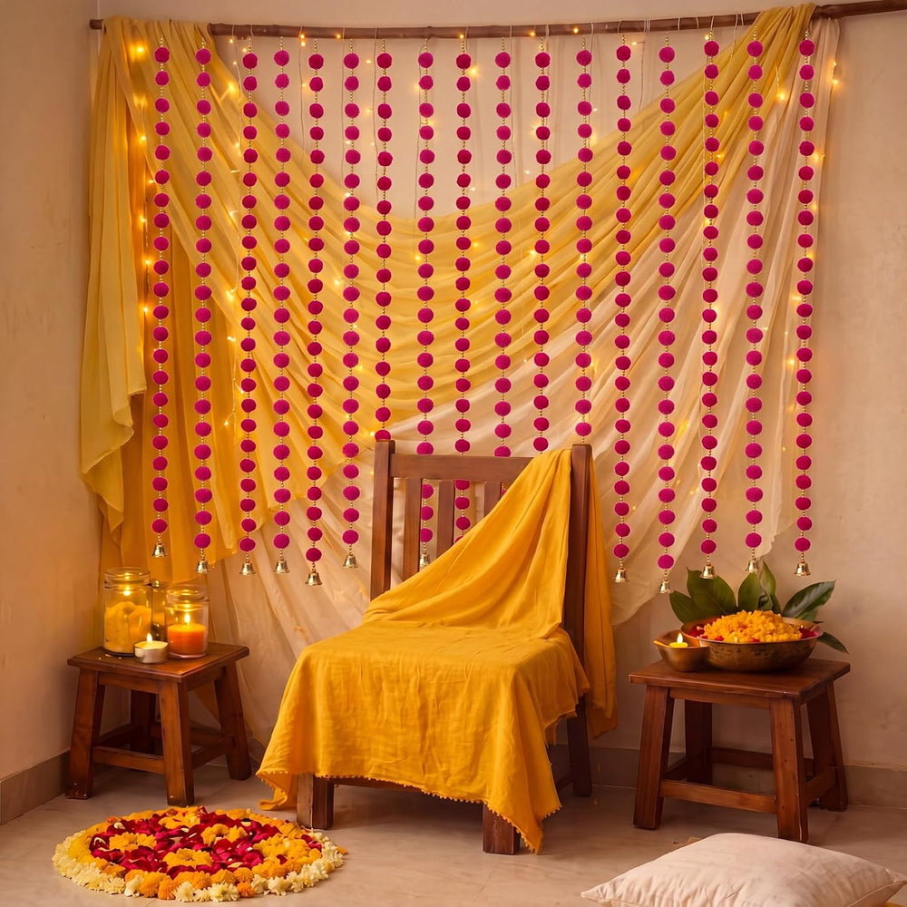 12 Pcs Holi Decorations Marigold Garland 4 ft Long, Rose Pink