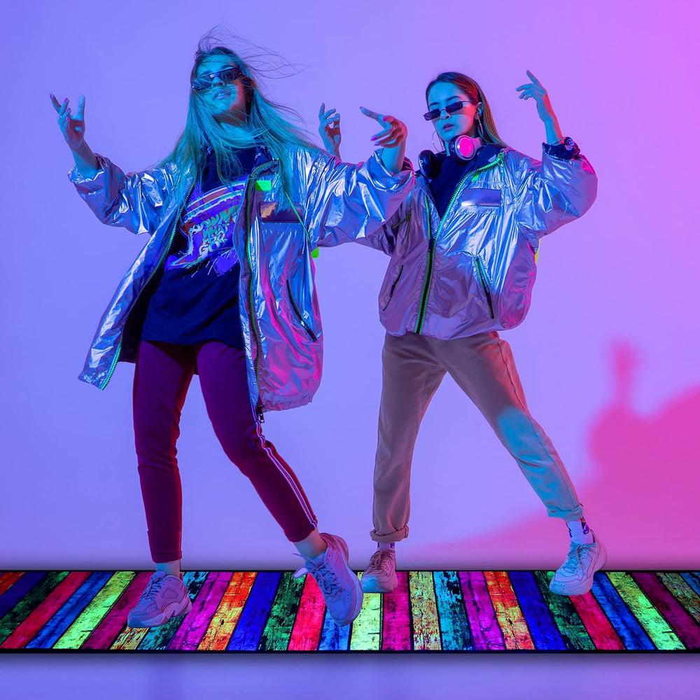 Neon Dance Floor Runner Rugs, UV Black Light Reaction Non-Slip Carpet, Glow i...