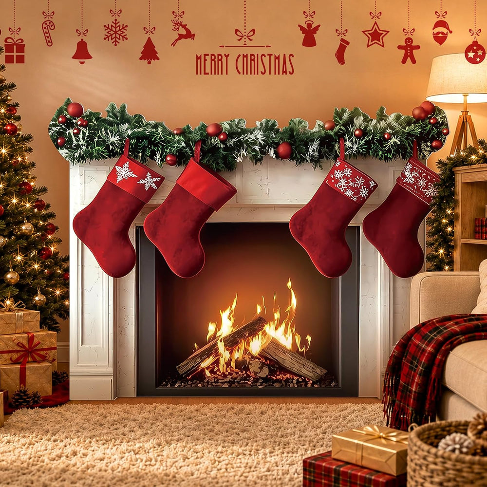 3.9 ft Christmas Fireplace Cardboard Cutout, Photo Prop Standee Sign