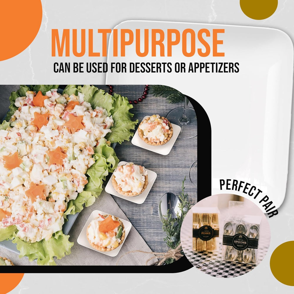 Exquisite Tiny Mini Appetizer Plates - 240 Pack 2.4 In. x 2.4 In. White Plast...
