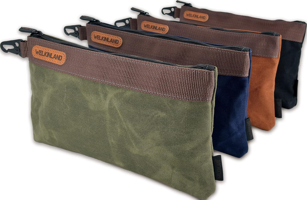 WELKINLAND Heavy-Duty Canvas Tool Pouch, 4PCS 12-Inch Zippered Tool Pouch
