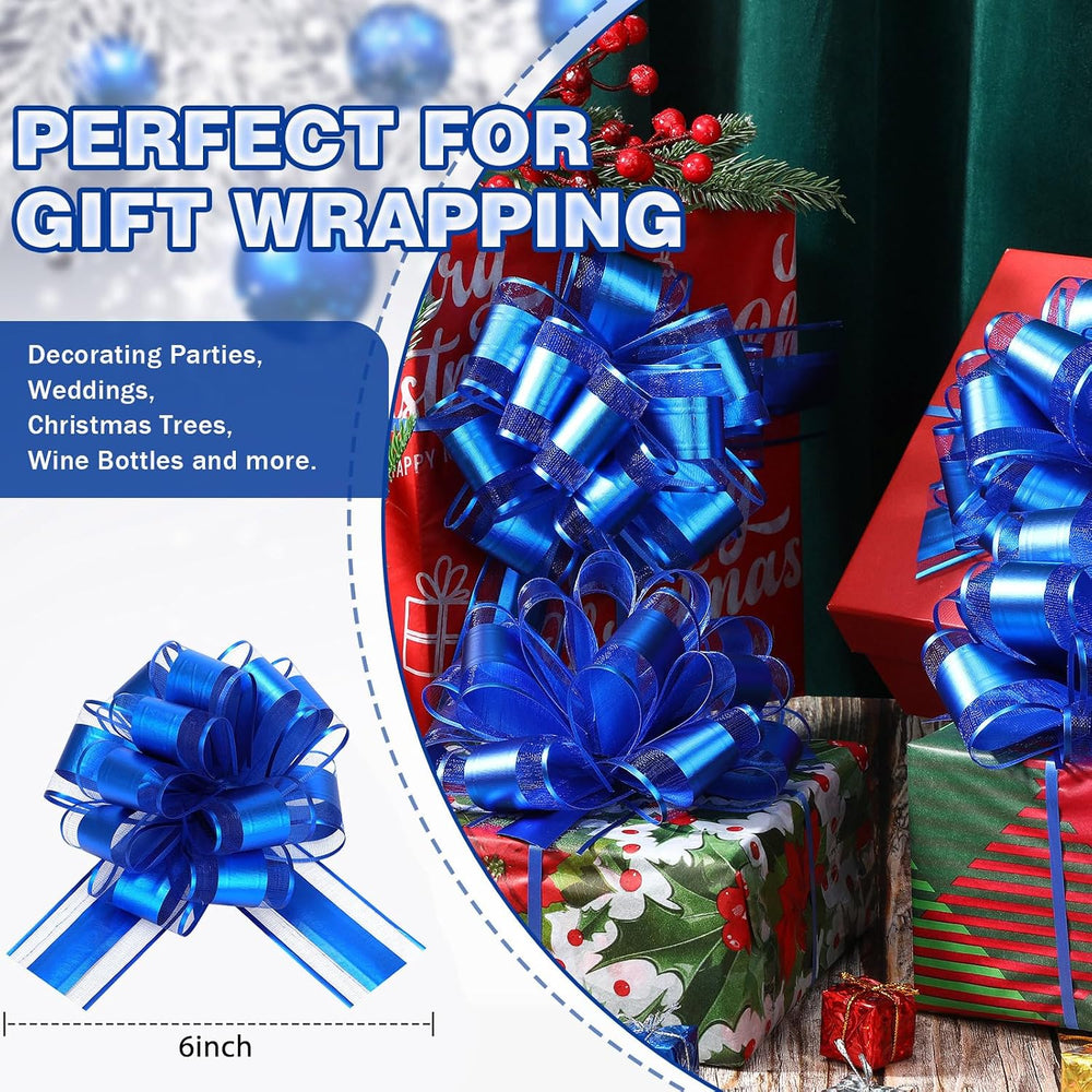 WILLBOND 100 Pcs Christmas Pull Bow for Gift Wrapping, Dark Blue