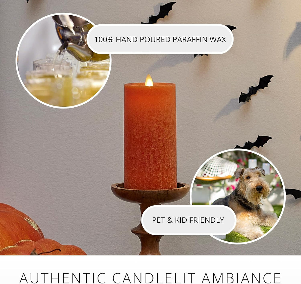 Luminara Sea Glass Candle, Harvest Pumpkin 3" x 4.5", Real Wax LED