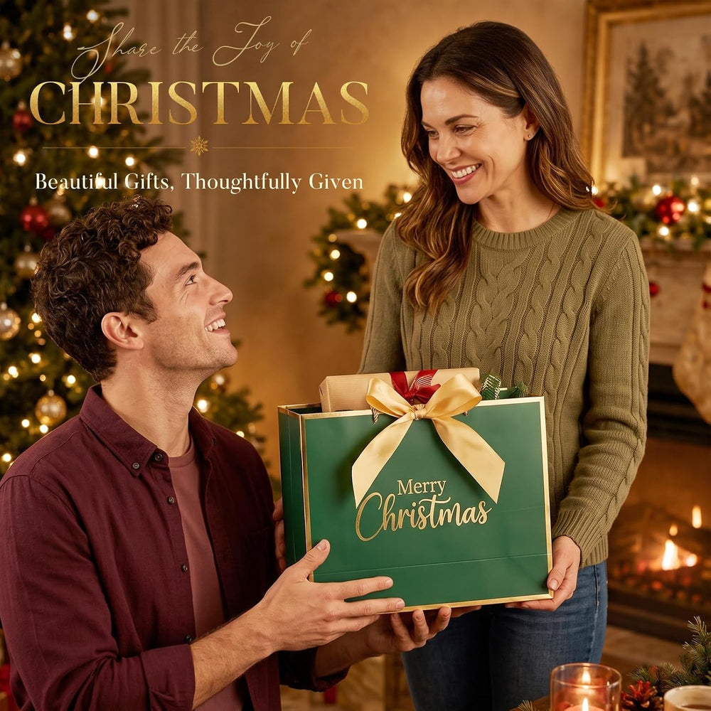 ReliThick 30 Pack Christmas Gift Bags Bulk, 3 Xmas Colors