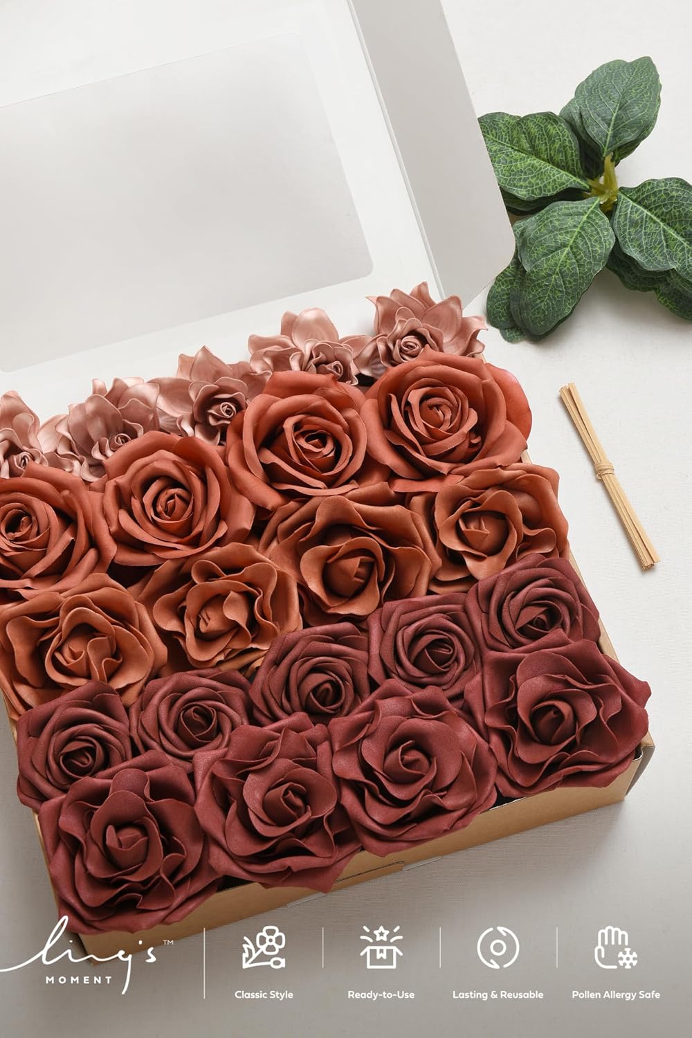 Ling's moment Artificial Orange Flowers, DIY Wedding Flower Combo, 22 pcs