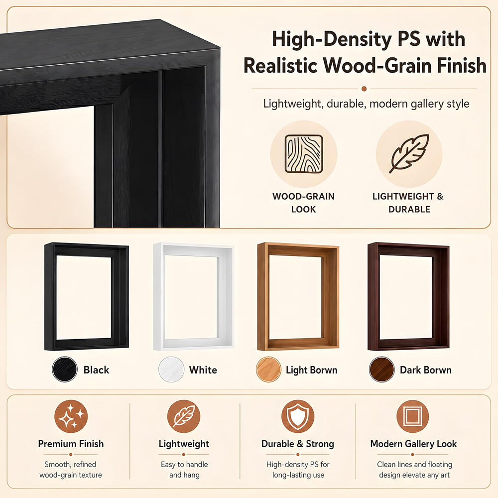 24x36 Inch Canvas Floater Frame for 1–1.25" Deep Canvas, Dark Brown