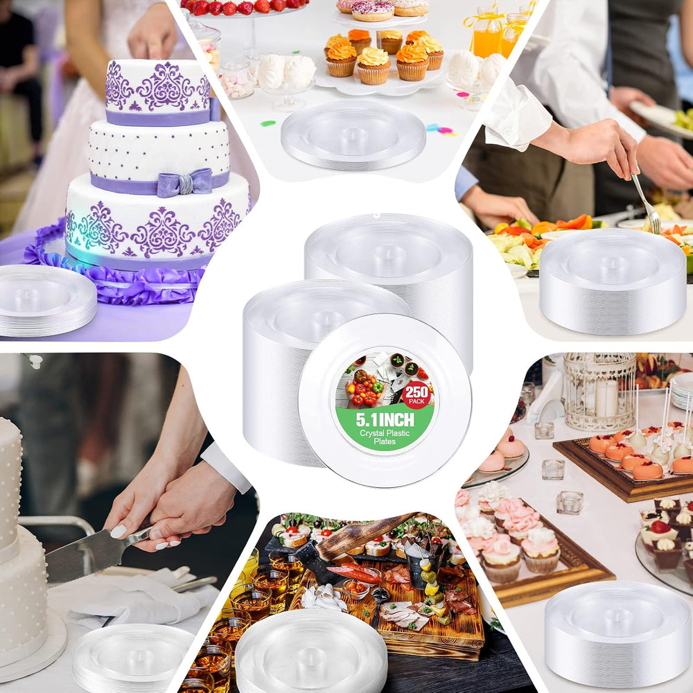 Zopeal 250 Pcs 5 Inch Plastic Dessert Plates Bulk Disposable Small Clear Appe...