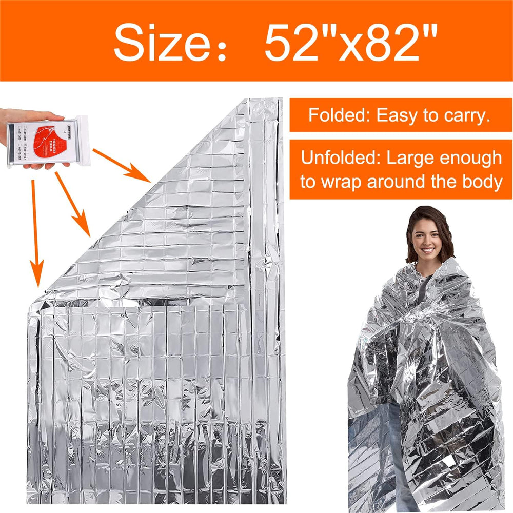 50 Pcs Emergency Mylar Thermal Blanket, Gigantic Space Blanket 82 * 52 in. fo...