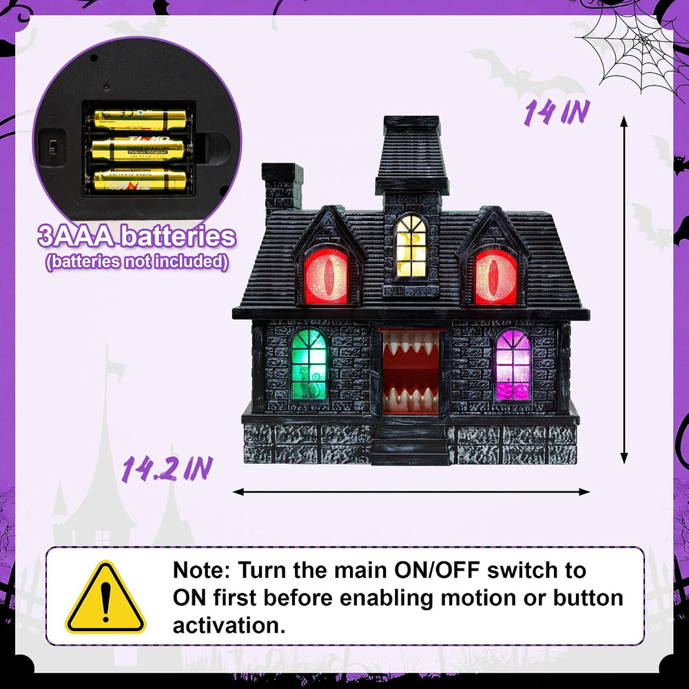 Halloween 14" Projection Haunted House, Animated Snapping, Colorful Lights