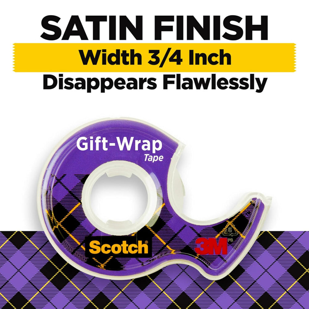 Scotch Gift-Wrap Tape with Dispensers, Clear Satin Finish, Invisible on Most ...