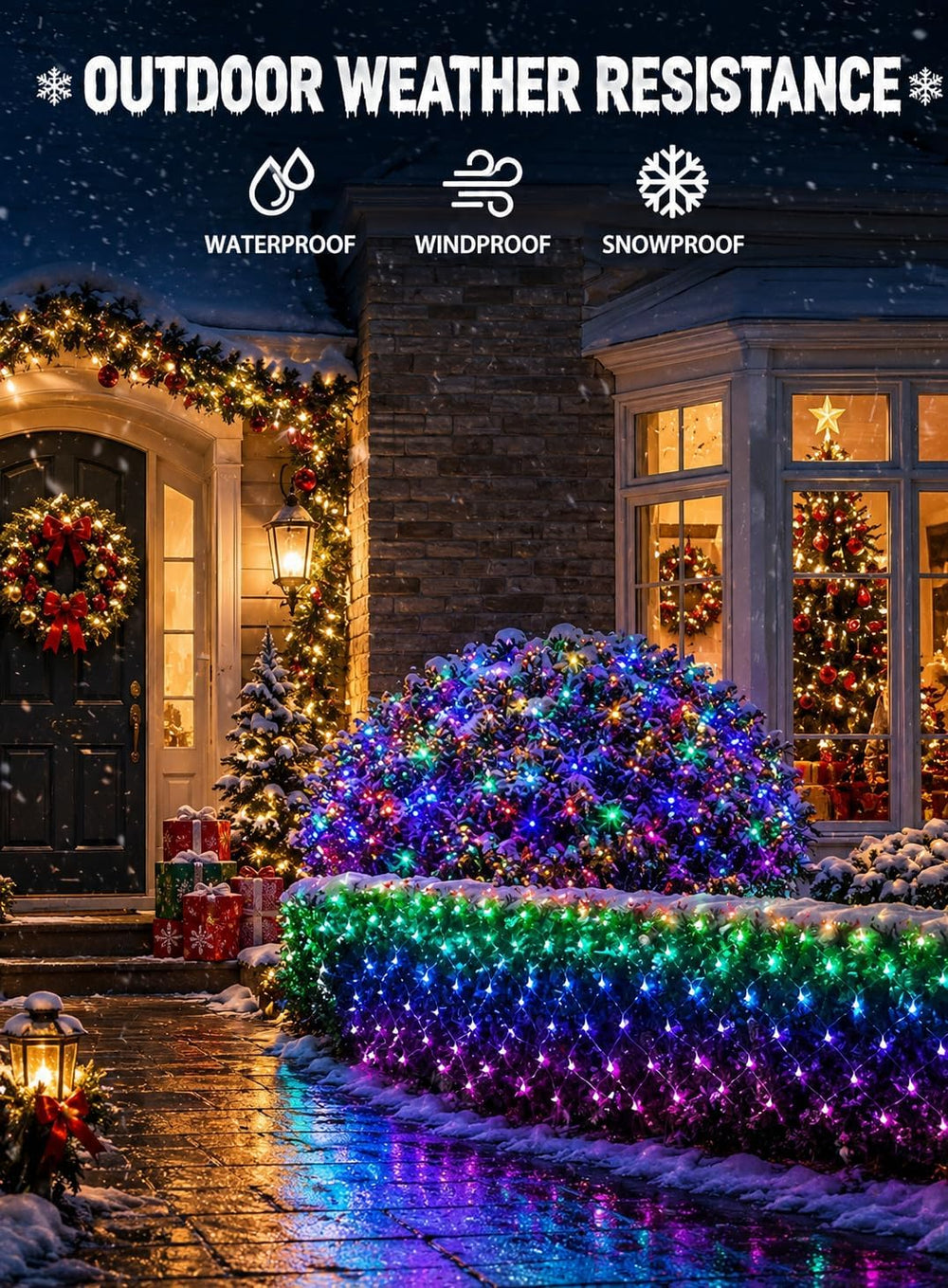4ft*12ft Outdoor Smart Christmas Net Lights for Bushes, Group Control