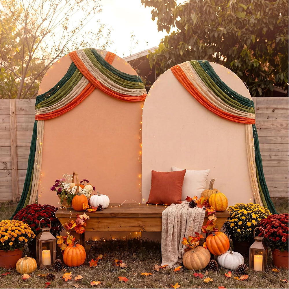 6 Pcs Fall Thanksgiving Cheesecloth Table Runners 118" Boho Gauze