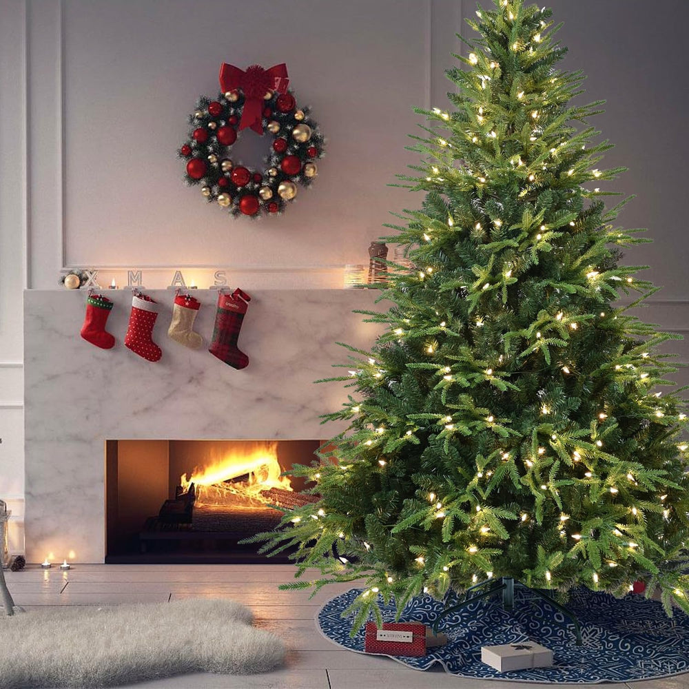 6ft Prelit Artificial Christmas Tree with 2056 PE PVC Tips, Premium Pre-Lit H...