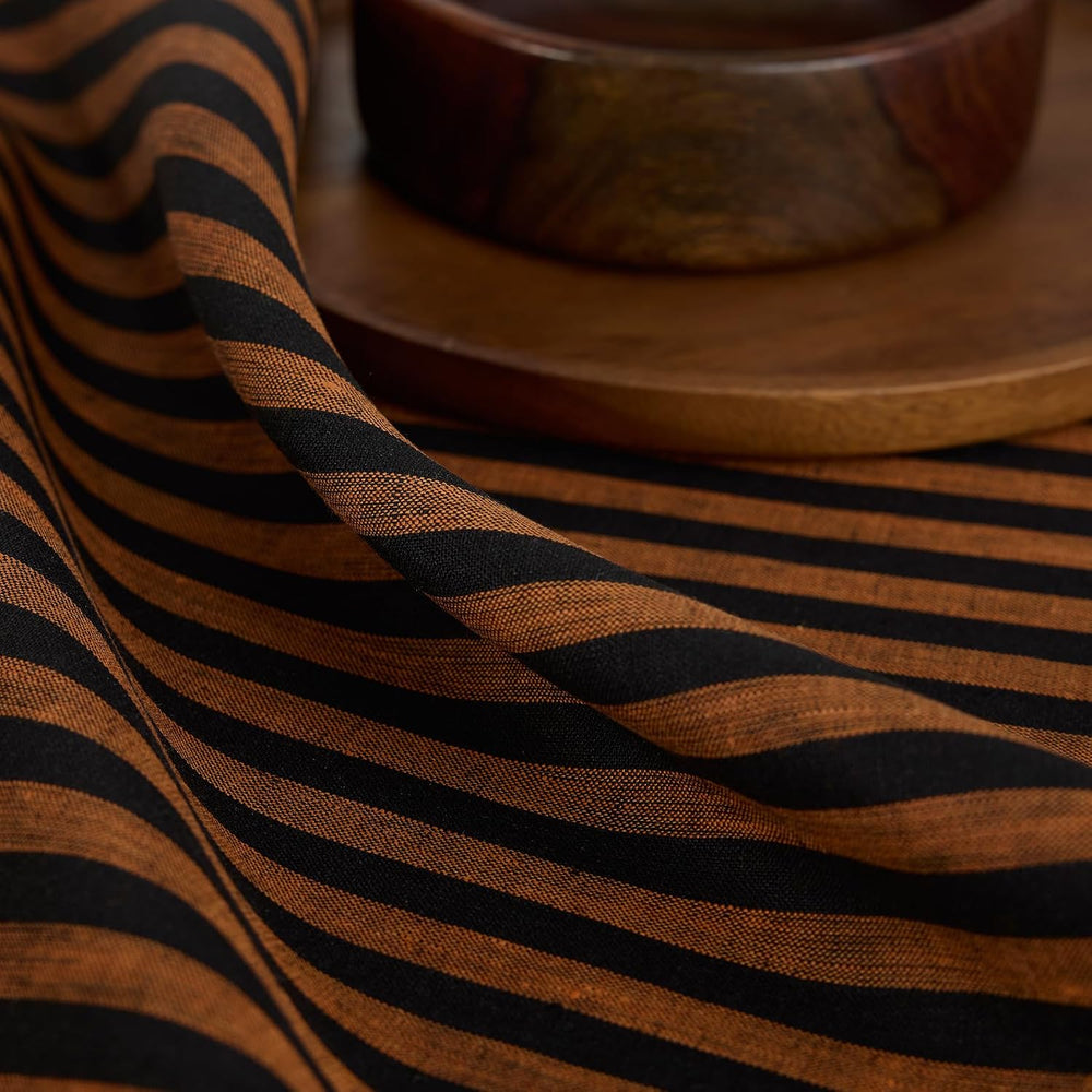 Solino Home 100% Pure Linen Table Cloth, Throw, 52 x 52 in, Pumpkin Striped