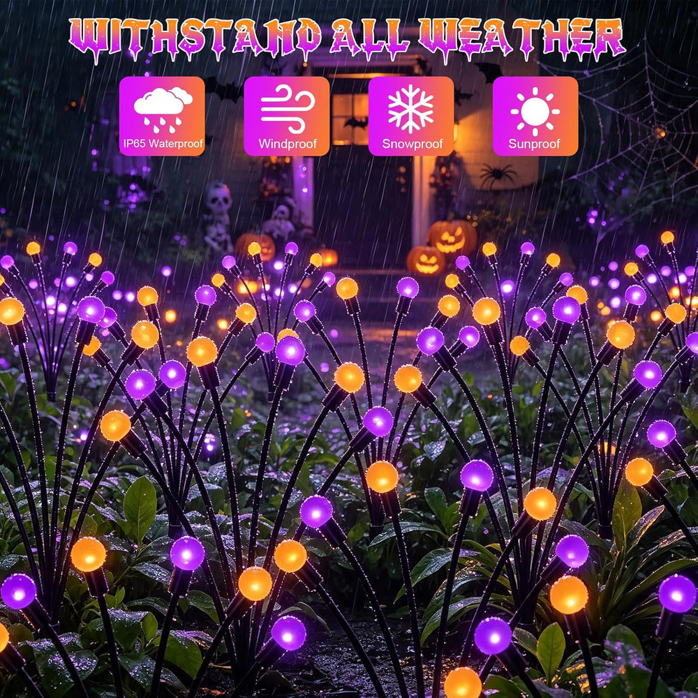 VOOKRY 6 Pack Halloween Decorations Outdoor, 36 LED Solar Firefly Lights Outd...