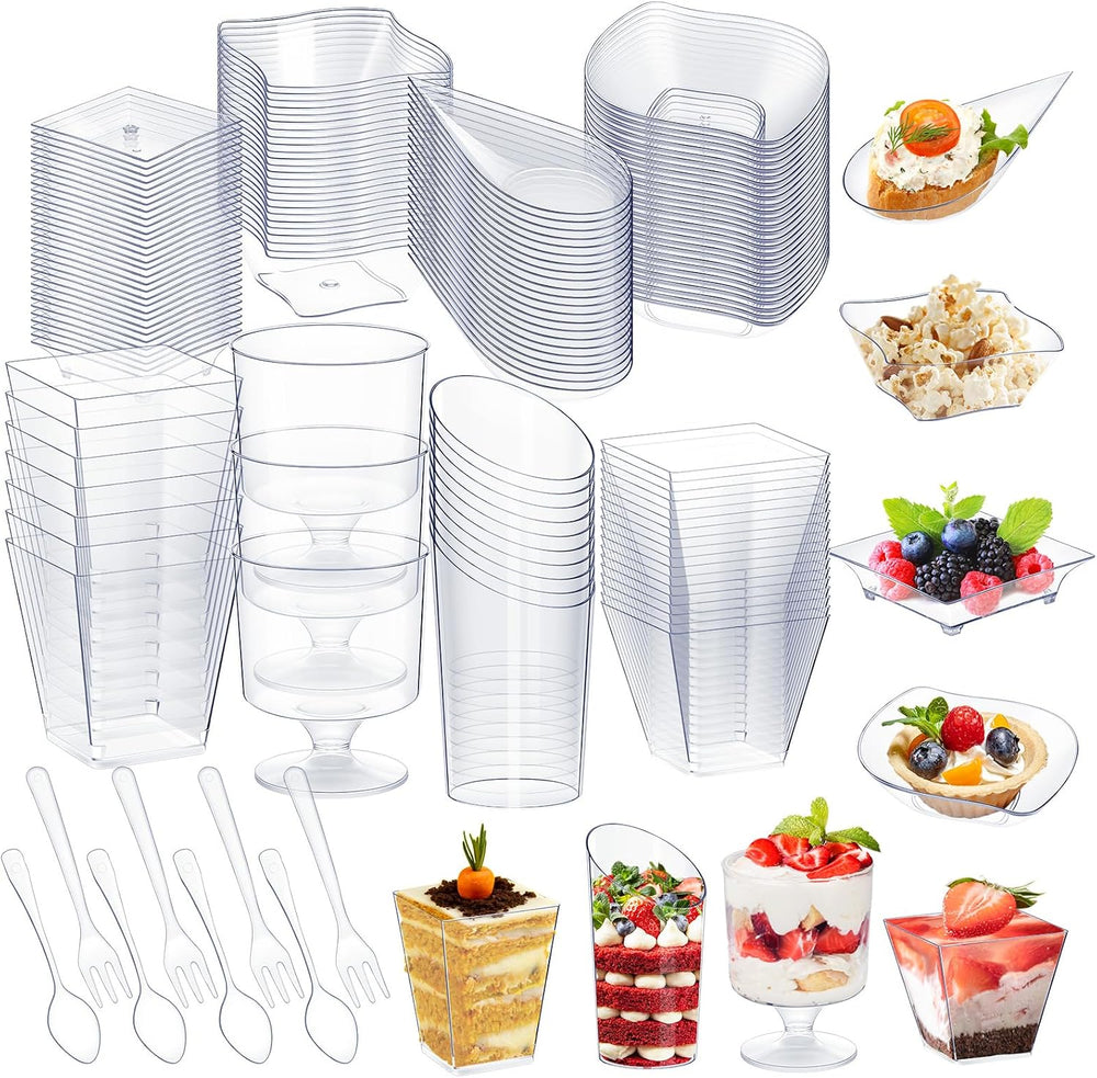 Tessco for you 400 Pcs Mini Appetizer Plates Dessert Cups, Clear
