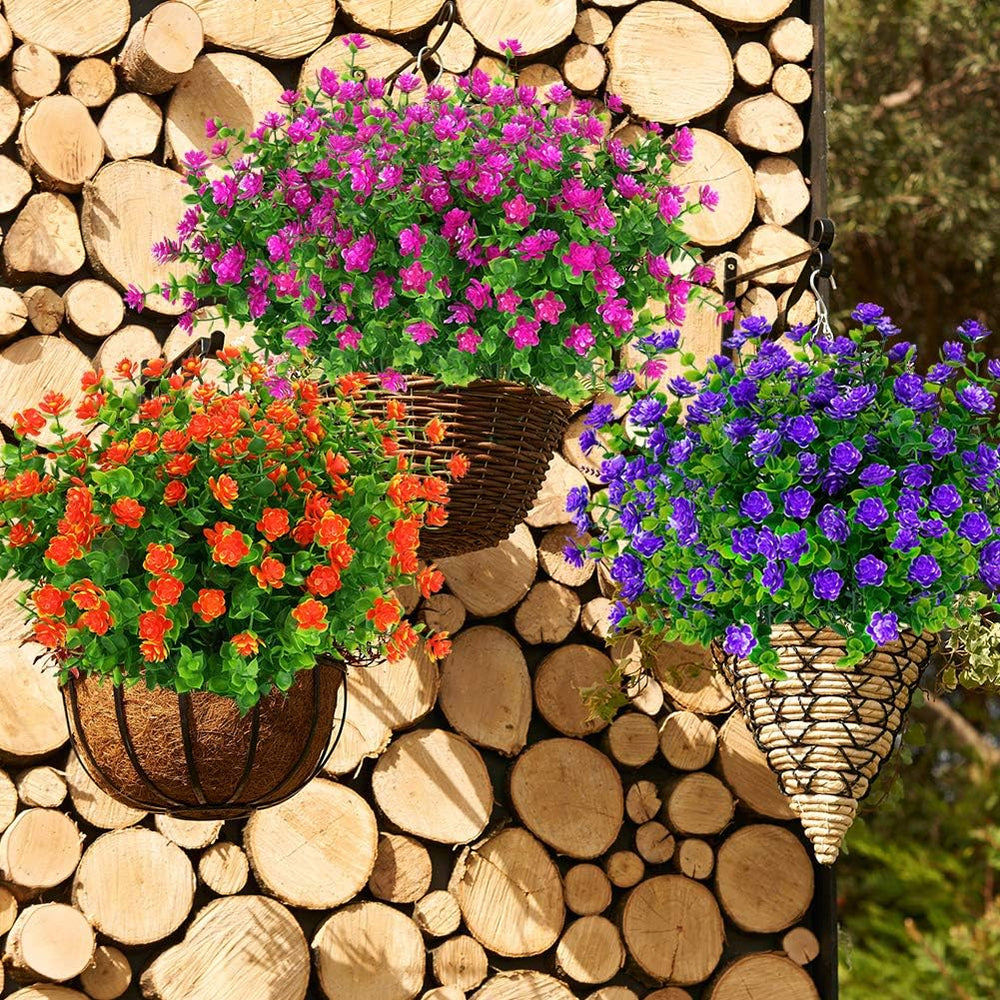 24 Bundles Outdoor Artificial Flowers UV Resistant Fake Boxwood Plants, Faux ...