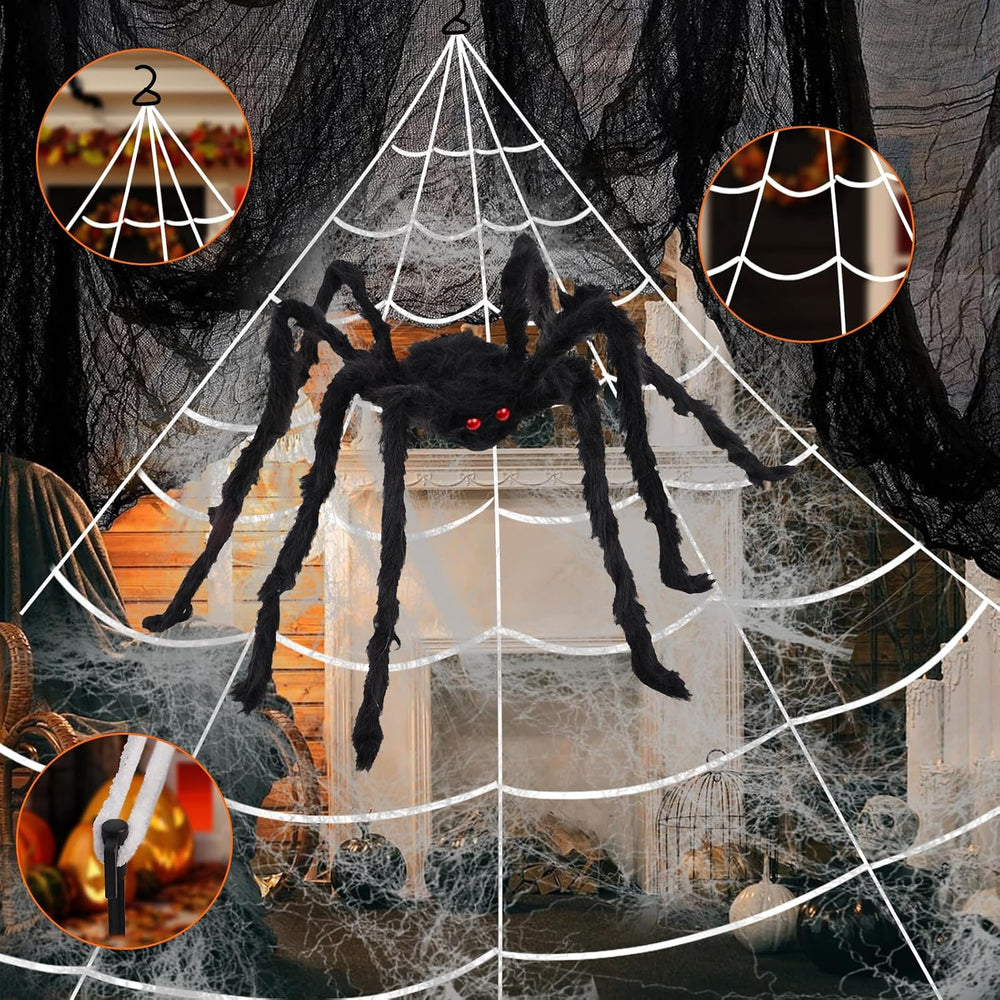Spider Webs Halloween Decorations,16.4Ft 8Modes Super Bright 250LED Halloween...