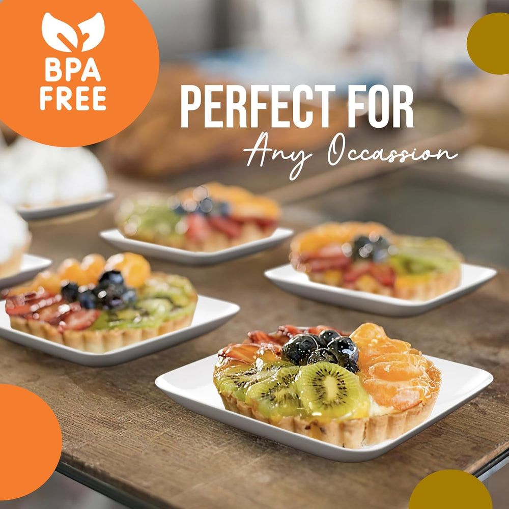 Exquisite Tiny Mini Appetizer Plates - 240 Pack 2.4 In. x 2.4 In. White Plast...