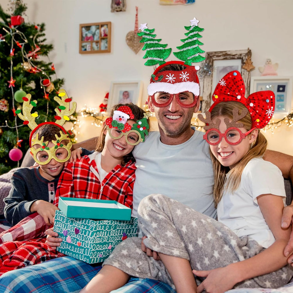 MGparty 32 Pack Christmas Glasses Frame and Headbands Set