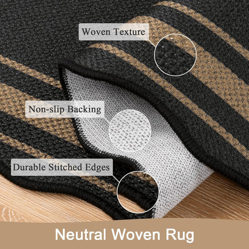 SHACOS 2x8 ft Washable Runner Rug Scalloped Black