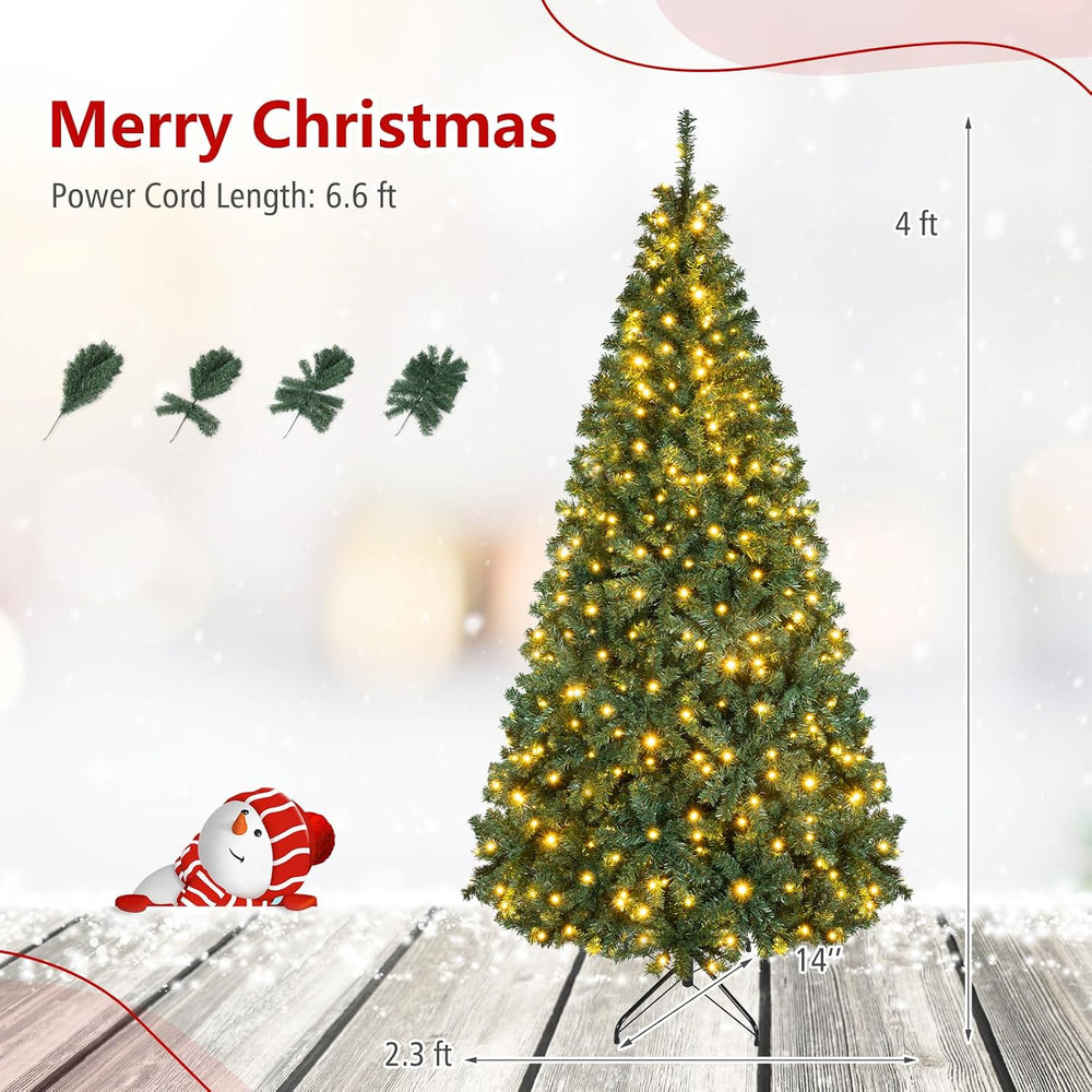 Goplus 4ft Pre-Lit Artificial Christmas Tree with 100 Lights, 11 Light-Mode