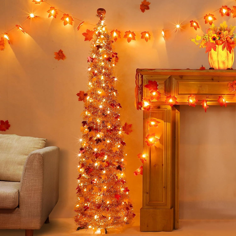 Pumpkin & Fall Decor - 5FT Pop Up Fall Tree with Lights Battery Operated