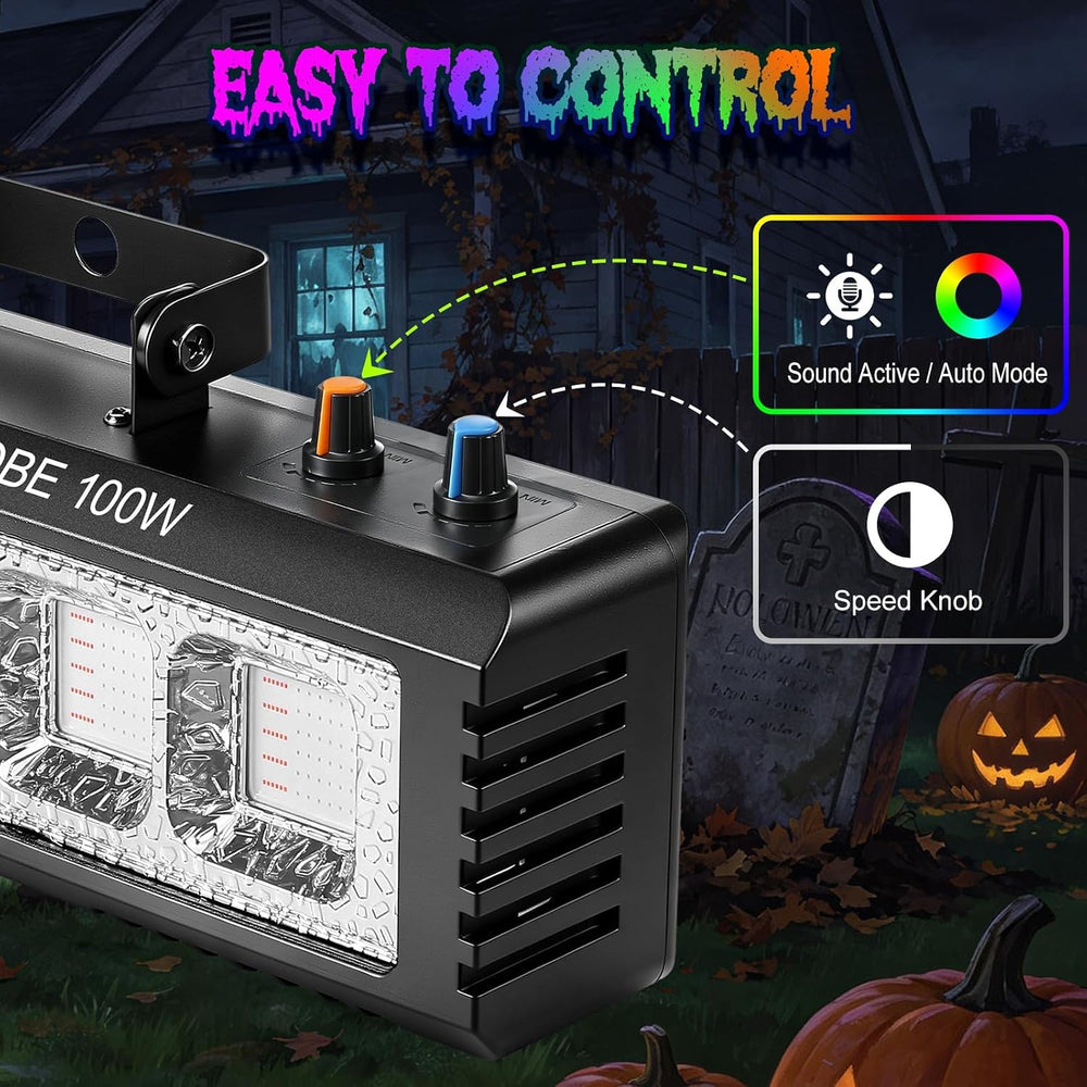 Strobe Lights 100W with Remote, Sound Activated, Multi-Color, Speed Control