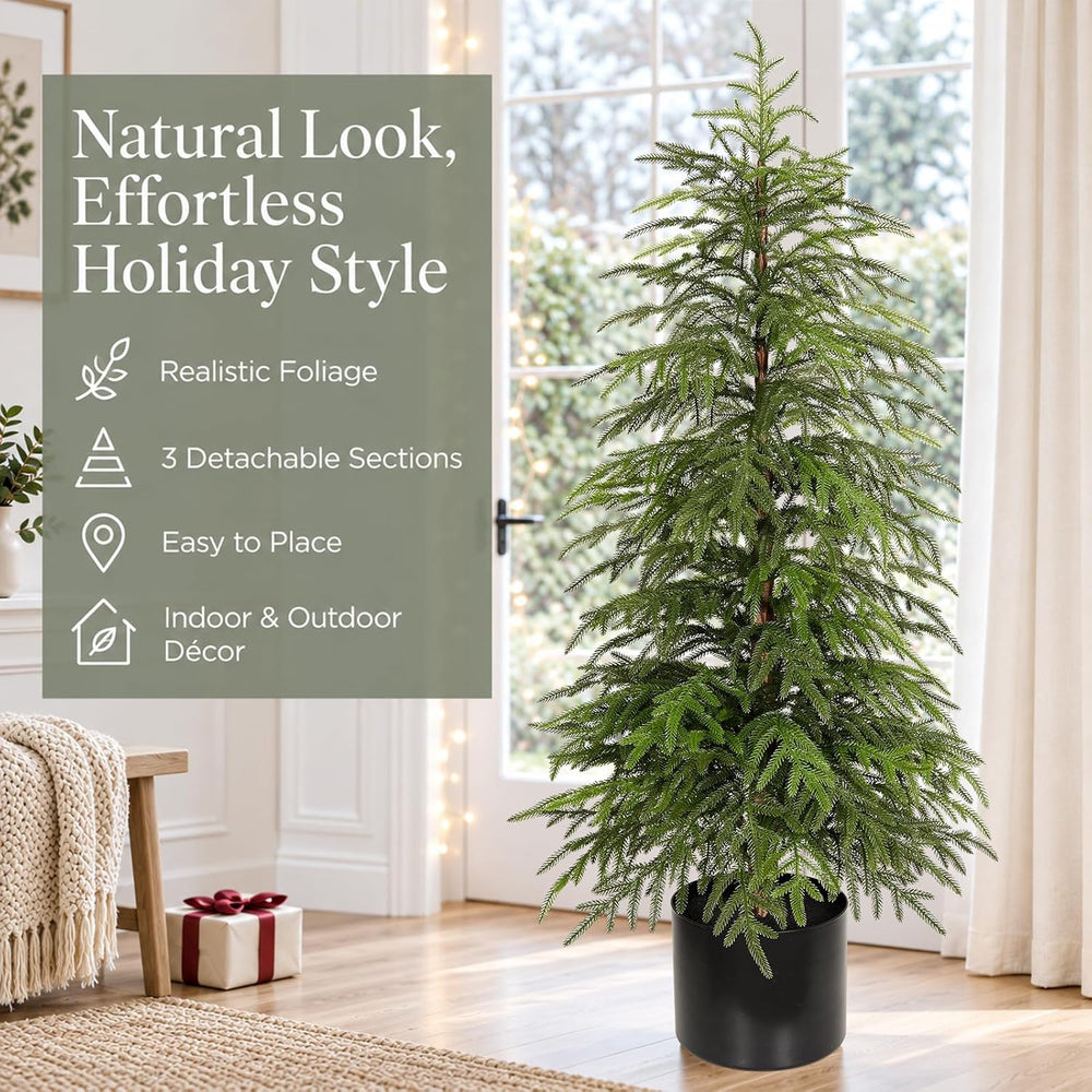 4FT Norfolk Pine Christmas Tree, Soft Touch Potted Artificial Trees
