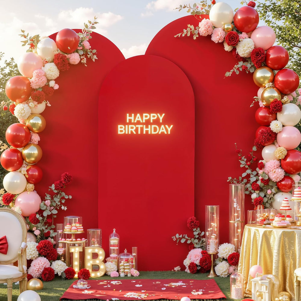 Black and Red Arch Backdrop Cover Set of 3-6.6ft, 7.2ft, 8ft Arch Covers