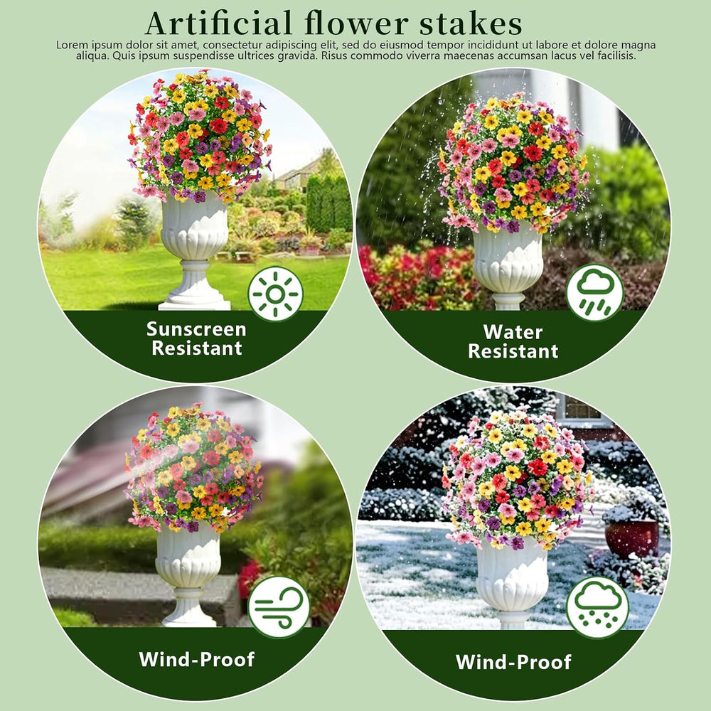2-Pack 22in Petunias,Artificial Flowers with Ground Stakes