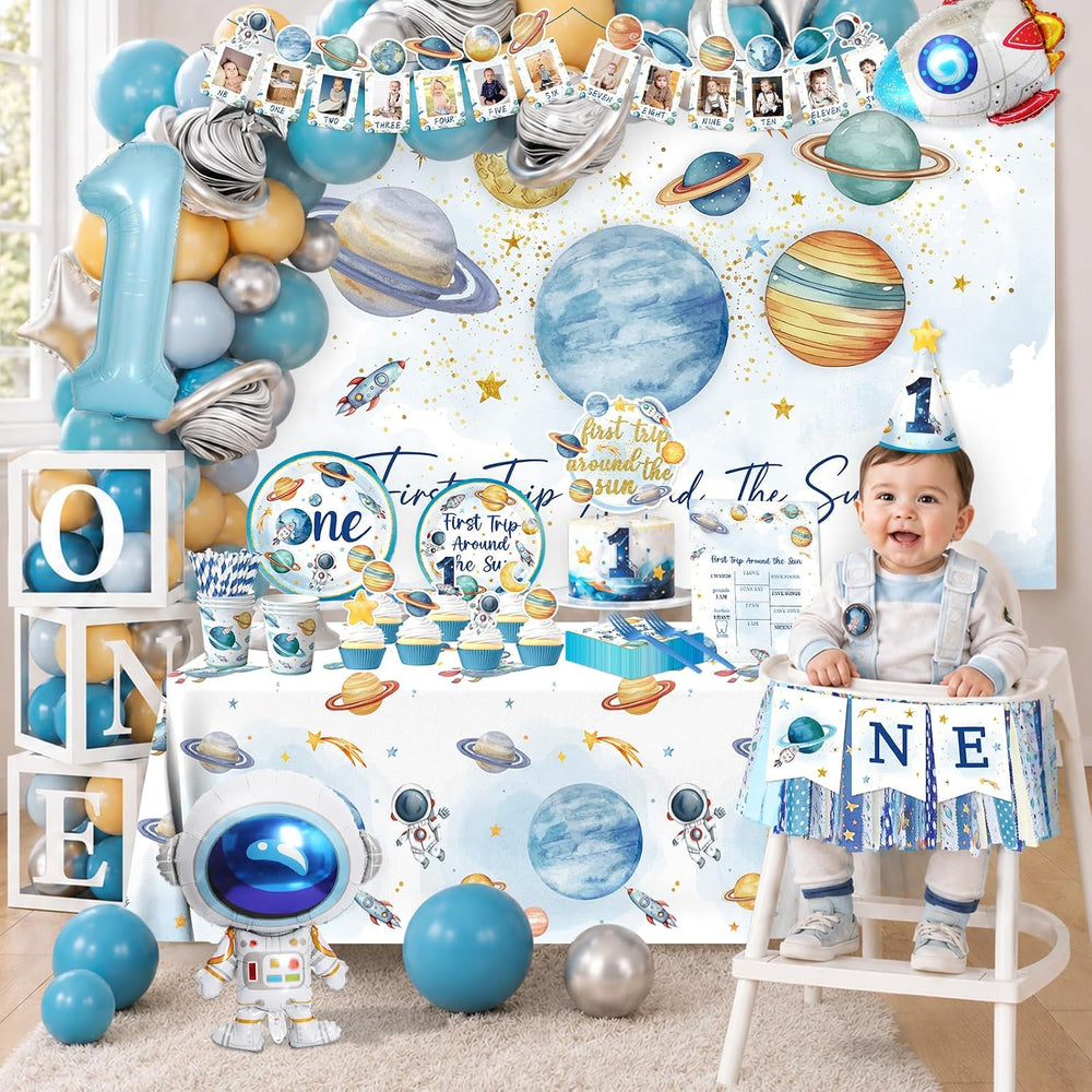 First Trip Around The Sun Decorations Boy, All-in-1 Space Themed 1st Birthday...