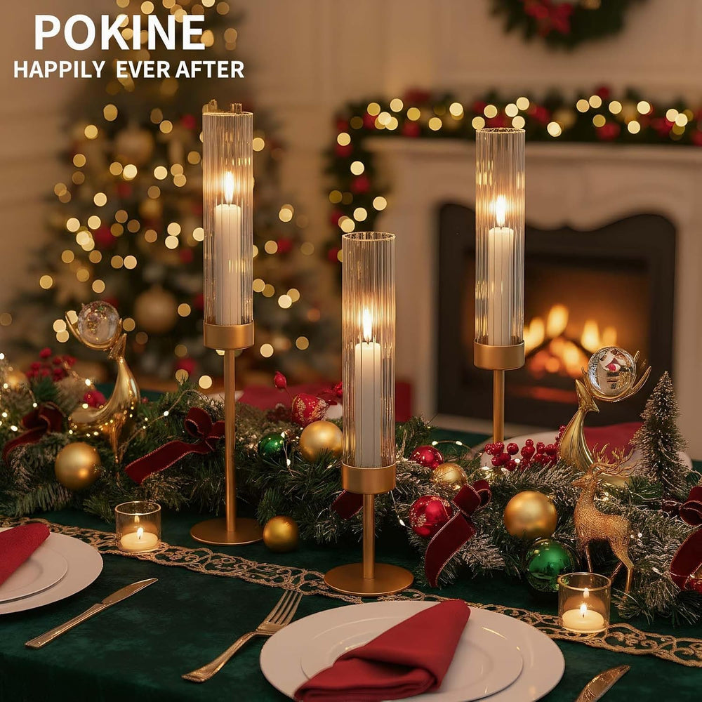 POKINE Gold Candle Holders Set of 6 for Taper Candle Holders