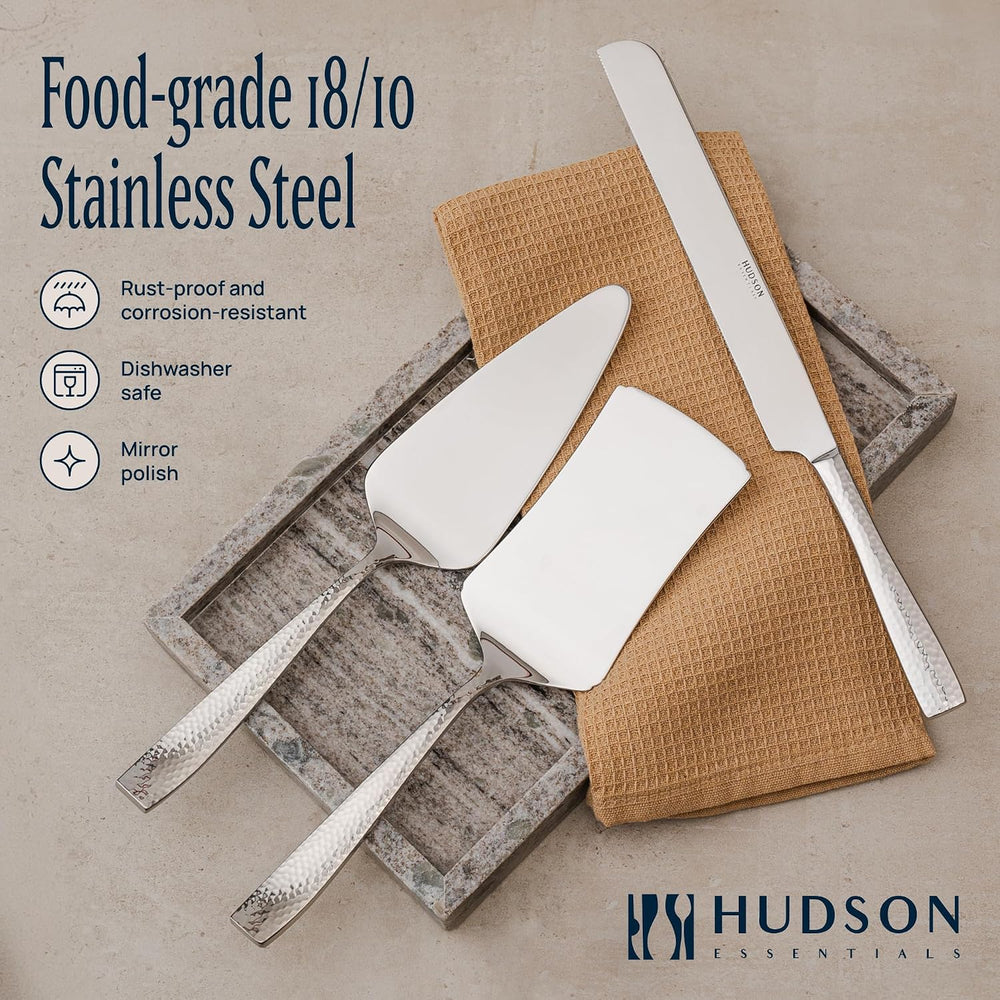 Hudson Essentials Hammered 18/10 Stainless Steel Hostess Serving Utensil Set,...