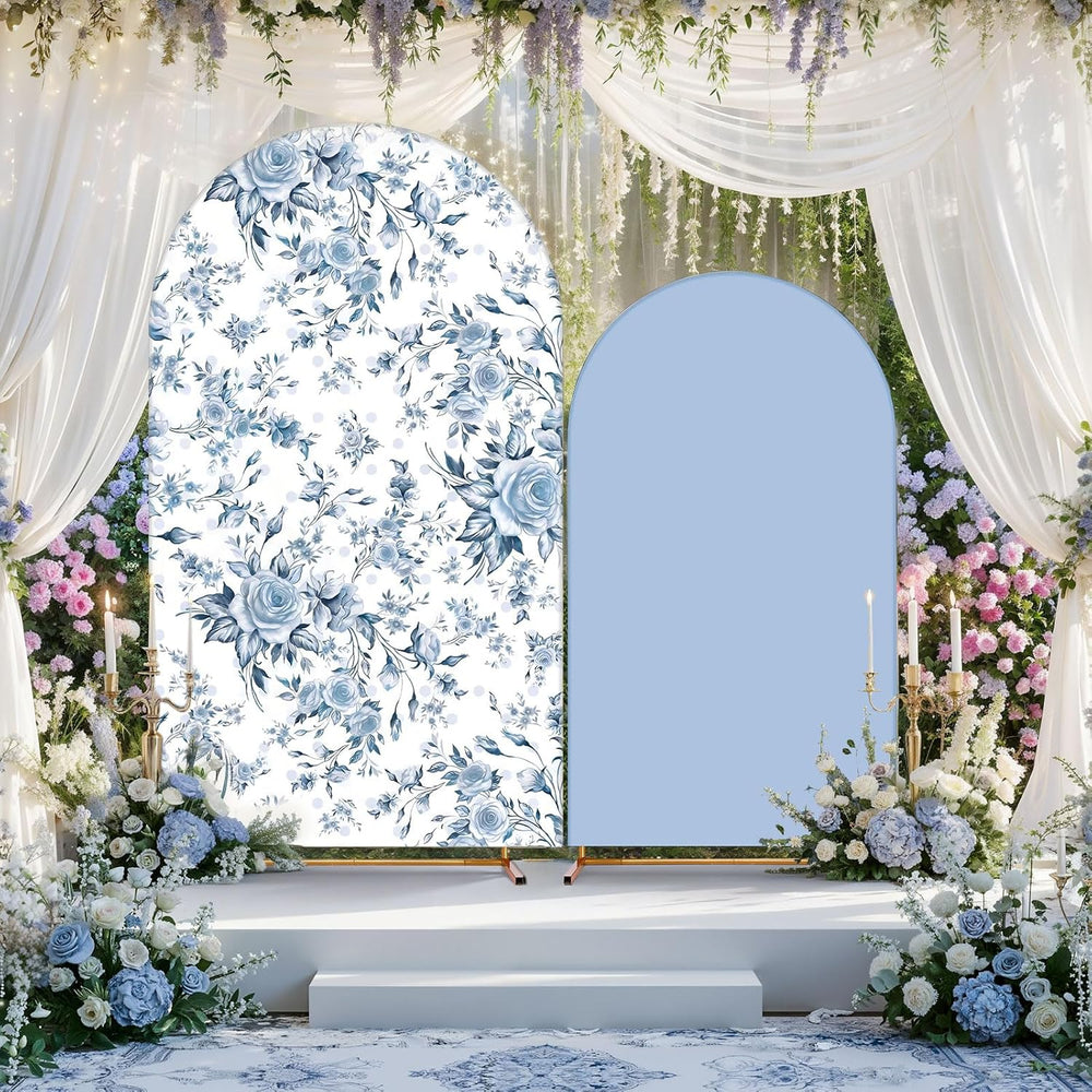 2 Pcs Blue Flower Arch Cover Backdrop