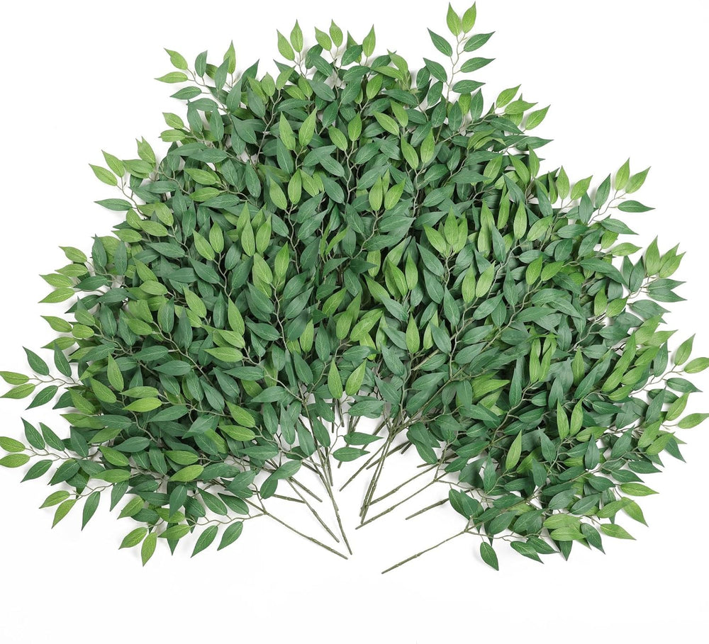 mizii 36pcs Italian Ruscus Artificial Greenery Stems Silk Green Leaves 20in F...