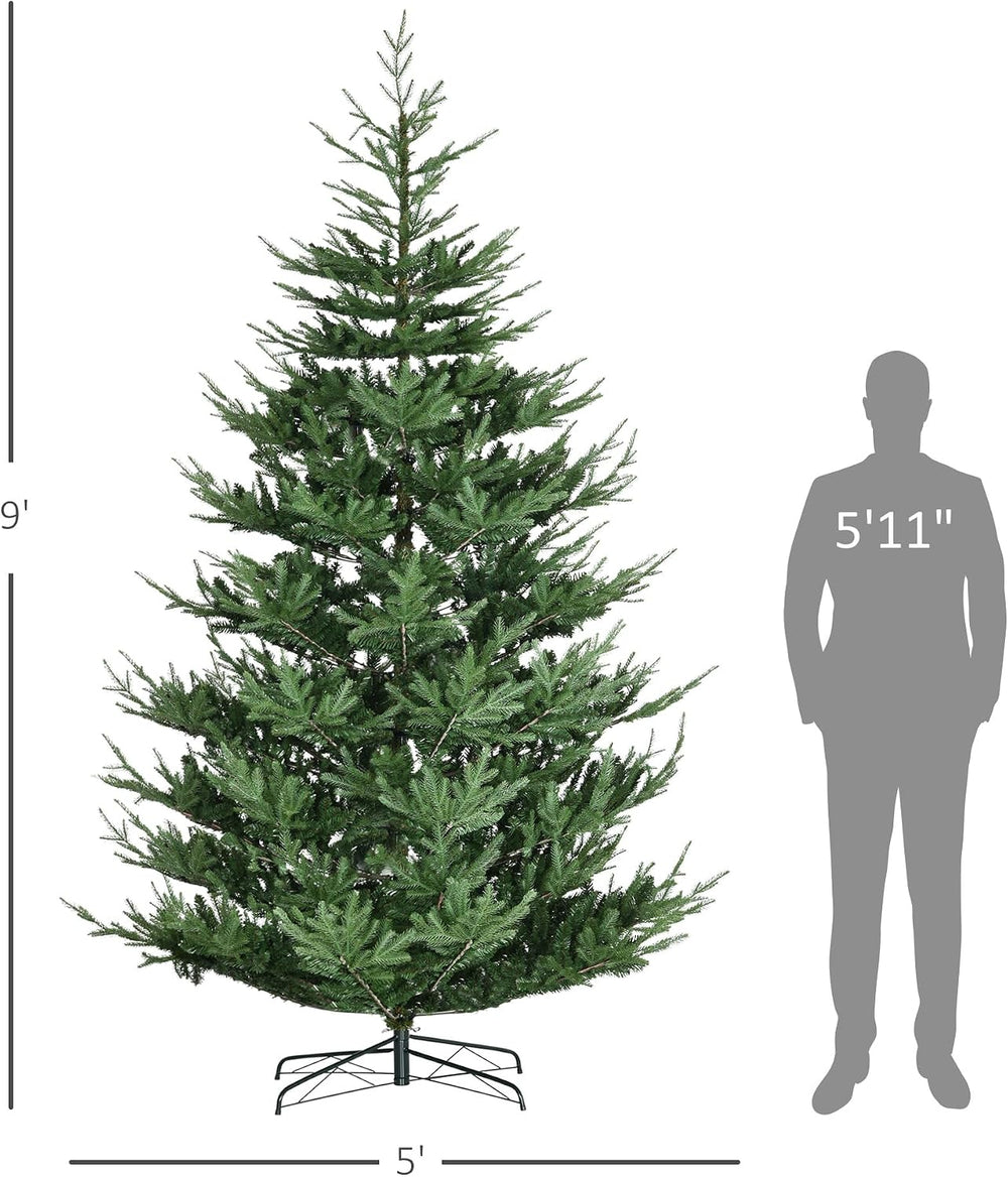 HOMCOM 9 Foot Artificial Christmas Tree, Pine Hinged Xmas Tree with 1939 Real...