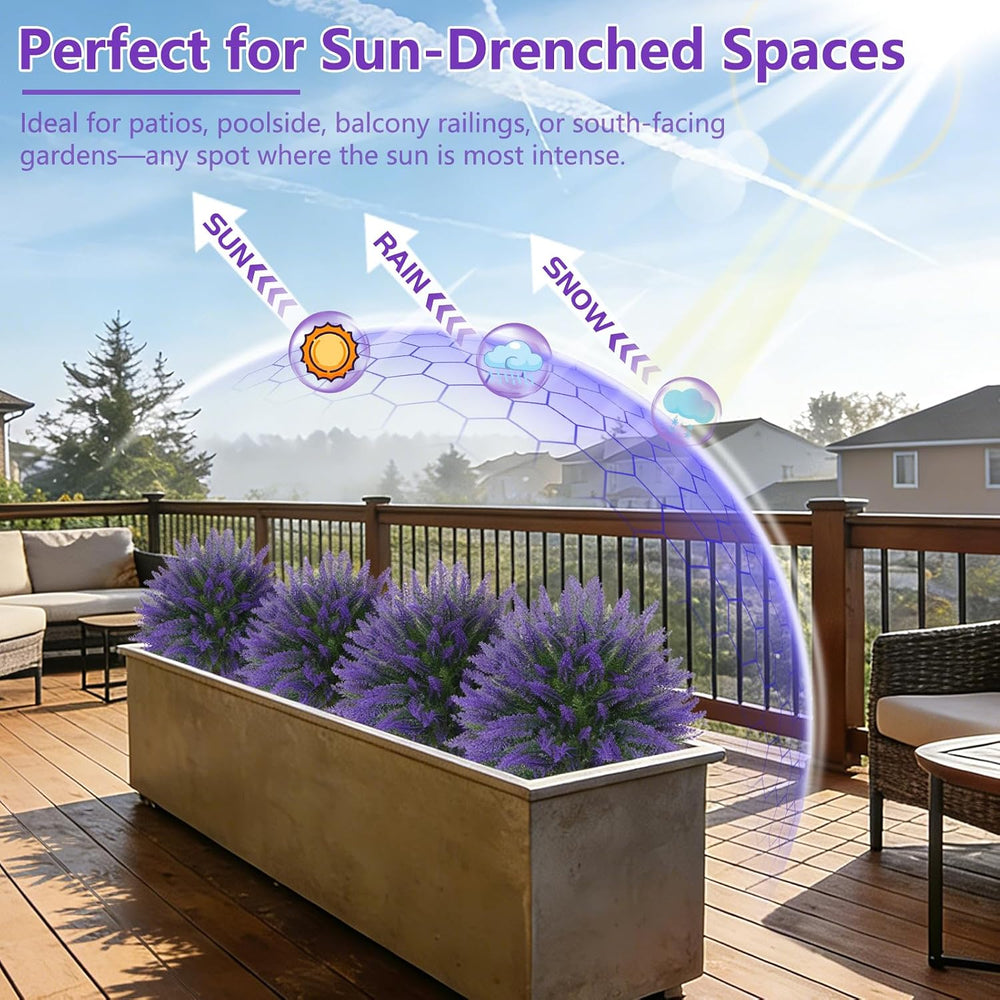 Artificial 2 Pack Lavender UV Resistant Topiary Ball for Outdoor