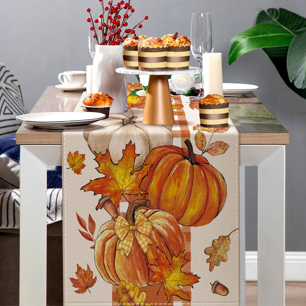 LemonRoad 8 Pcs Holiday Table Runner, 72 Inch Seasonal Fall Table Decor