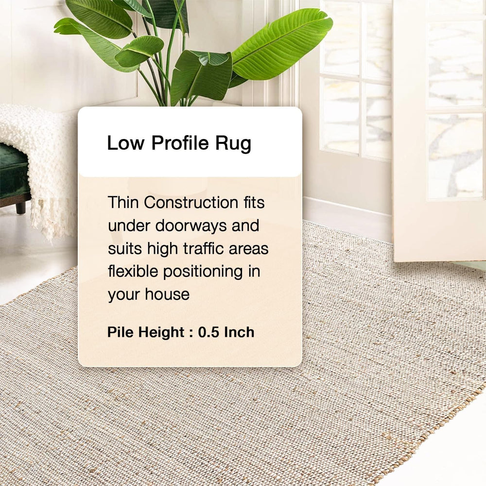 Jute Cotton Runner Rug, 2x7, Natural Jute/Cream