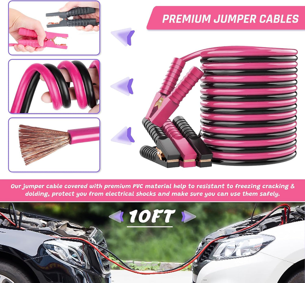 298PCS Roadside Emergency Car Kit- Car Emergency Kit with Jumper Cables, Road...