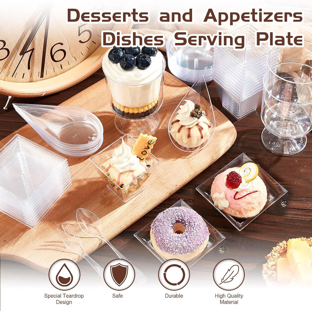 Tessco for you 400 Pcs Mini Appetizer Plates Dessert Cups, Clear