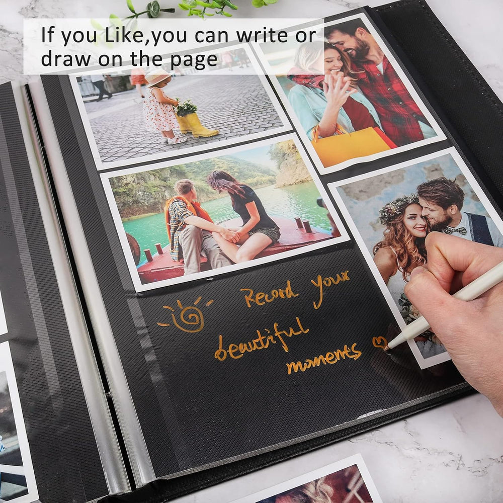 RECUTMS Self Adhesive Photo Album Magnetic Leather Scrapbook 60 Pages Black