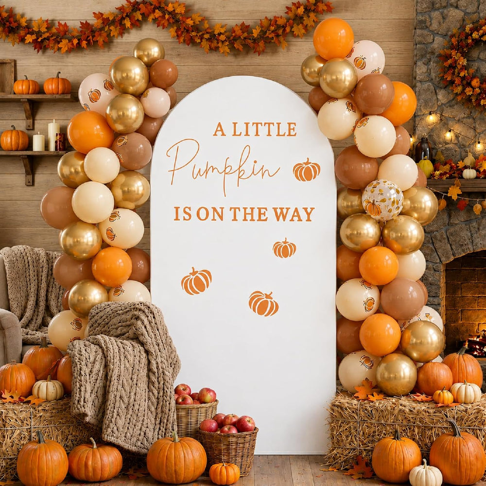 Hunnmingre A Little Pumpkin Is on the Way Thanksgiving Shower Arch Cover