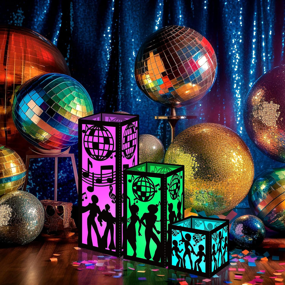 Rossesay 24 Pcs Disco Lantern Table Centerpiece for 70s Music Party Decor