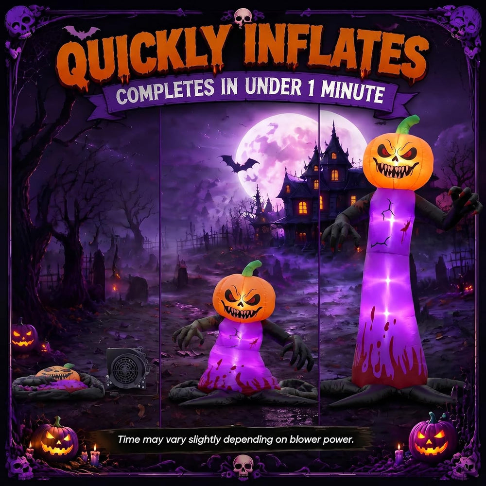 Gardwin 12 FT Halloween Inflatables Evil Pumpkin Head Monster Outdoor Decorat...