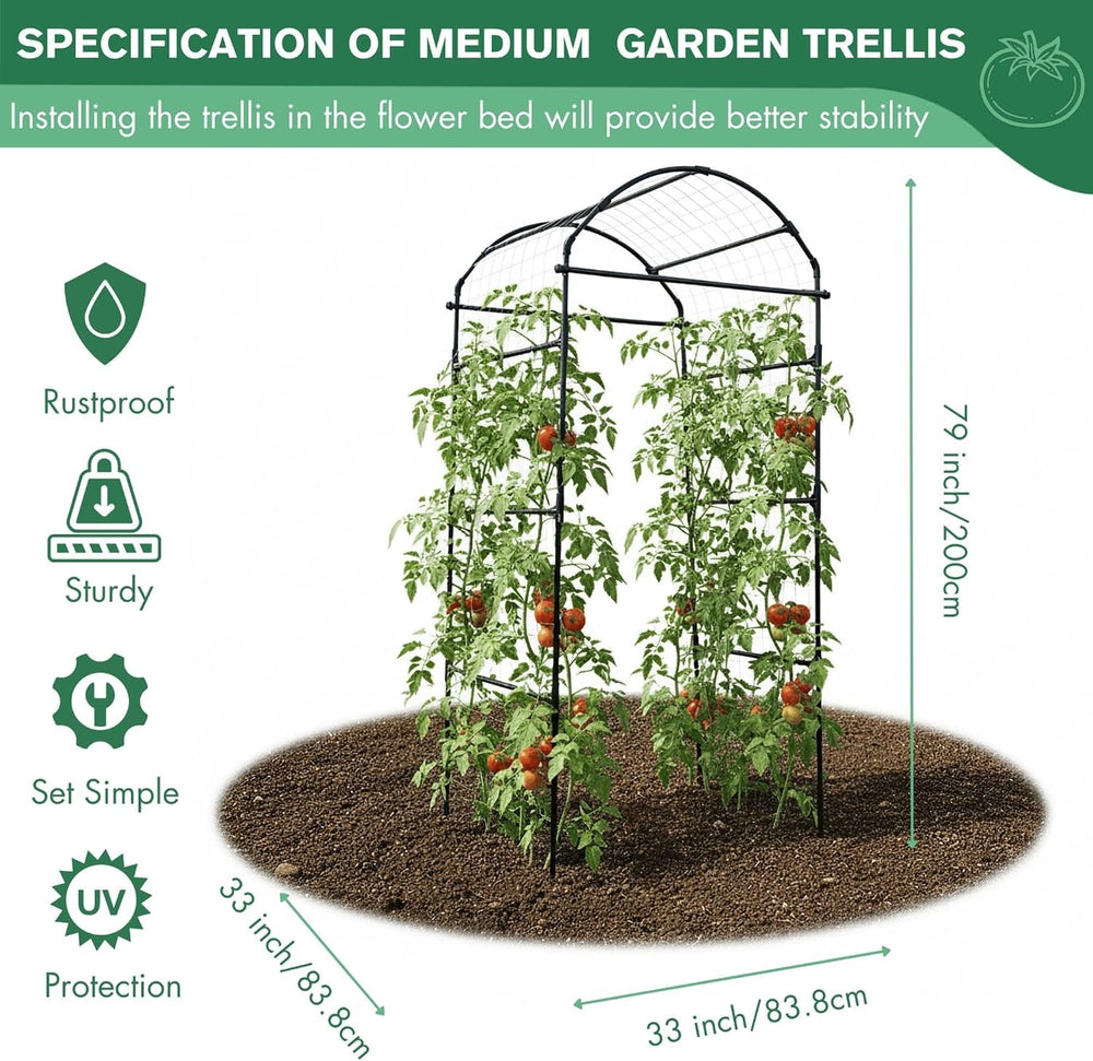 79" Tall Metal Cucumber Trellis Arch Sturdy Frame for 4FT Raised Garden Bed
